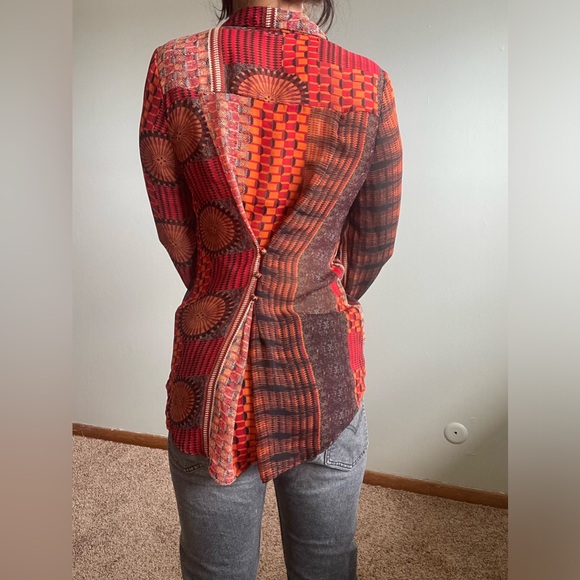 Sans Souci Aztec Long Sleeve Button Down, Medium - Picture 3 of 4